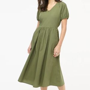 J. Crew Green Puff Sleeve Midi Dress Size 16